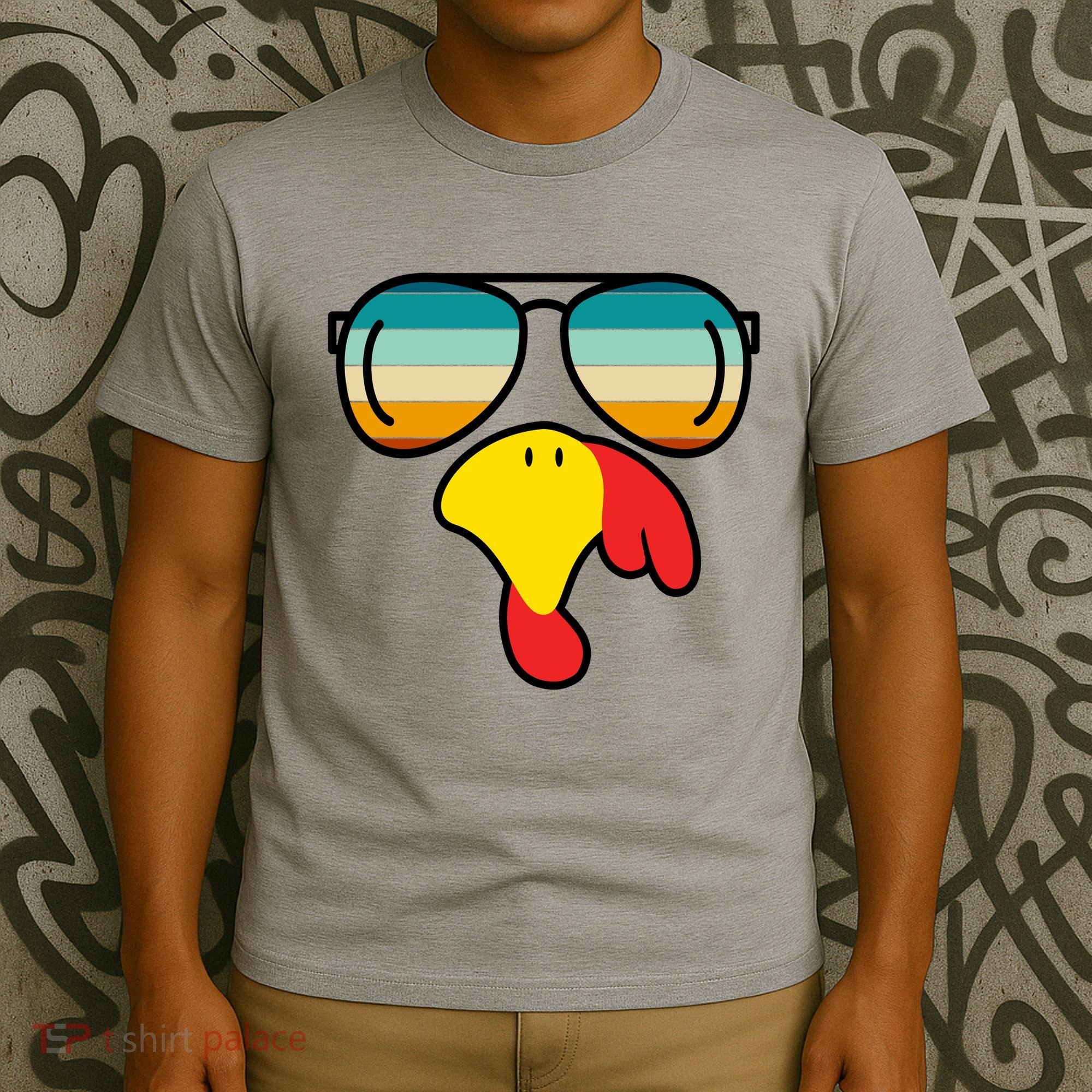 Turkey Retro Sunset Cool Thanksgiving T-Shirt