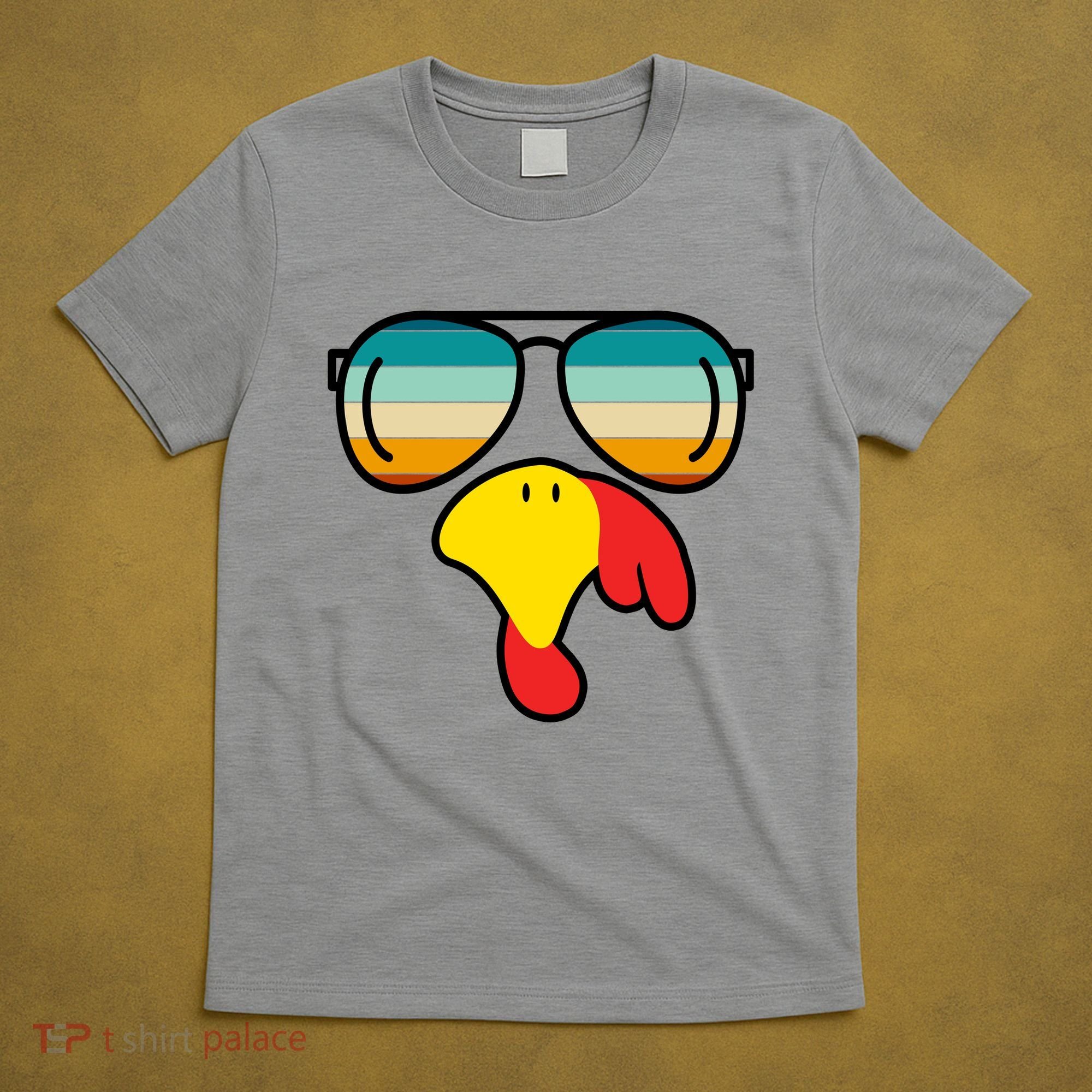 Turkey Retro Sunset Cool Thanksgiving T-Shirt