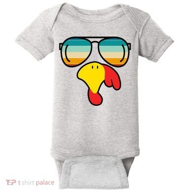 Turkey Retro Sunset Cool Thanksgiving Baby Bodysuit