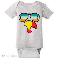 Turkey Retro Sunset Cool Thanksgiving Baby Bodysuit thumb 0