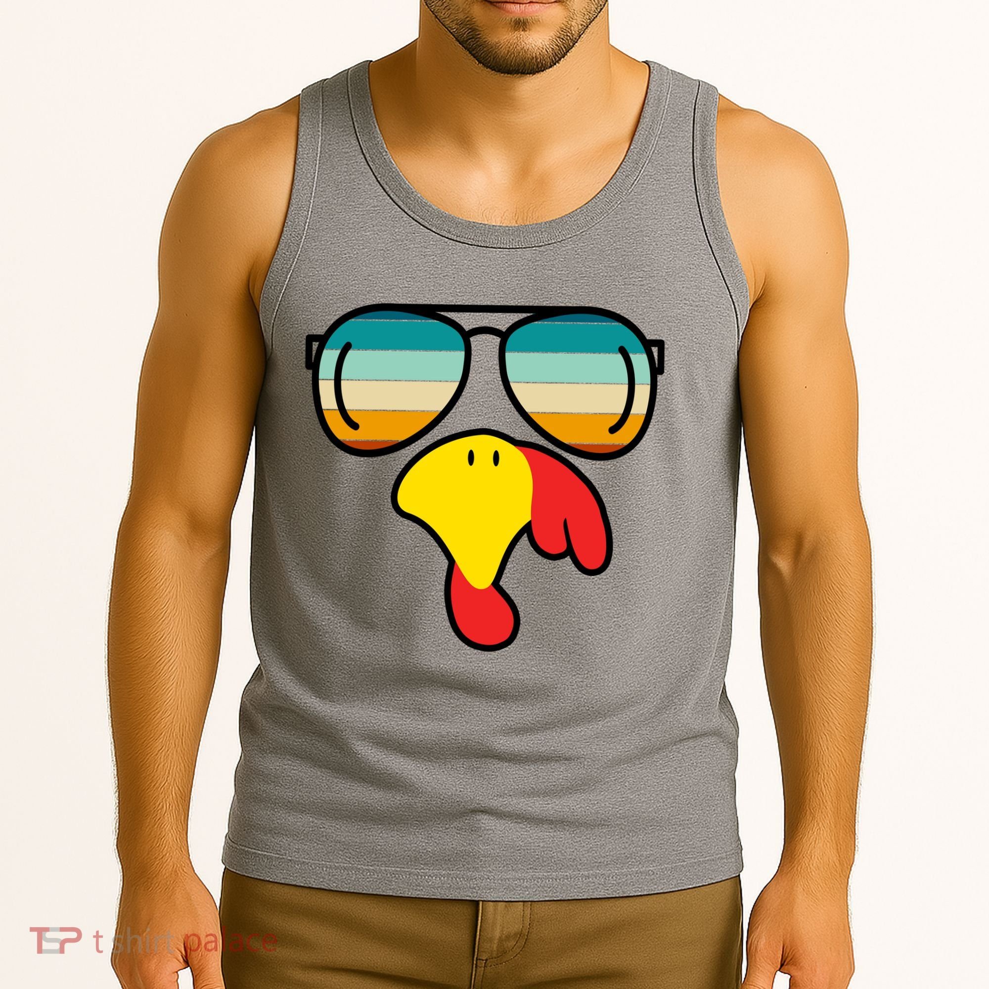 Turkey Retro Sunset Cool Thanksgiving Tank Top
