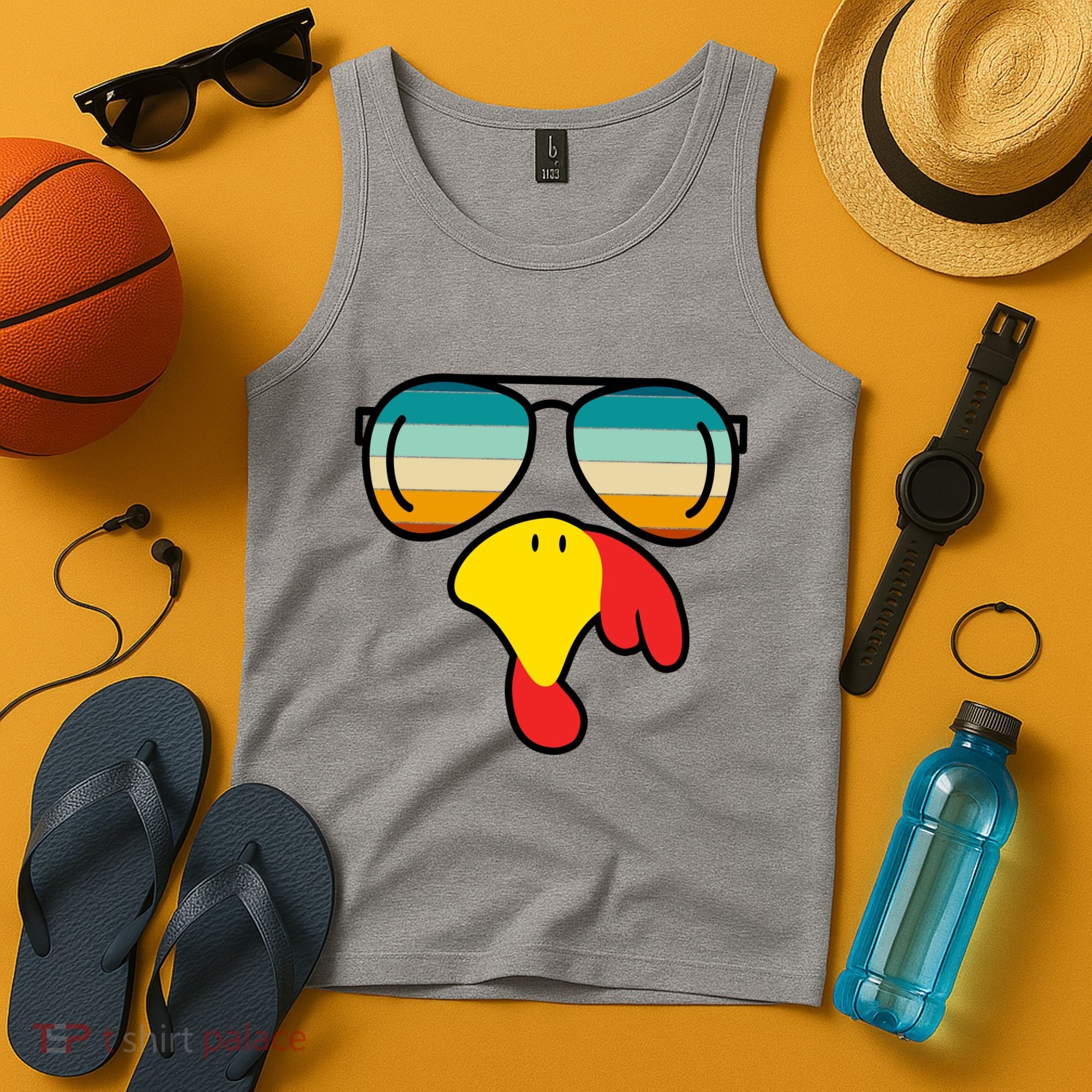 Turkey Retro Sunset Cool Thanksgiving Tank Top