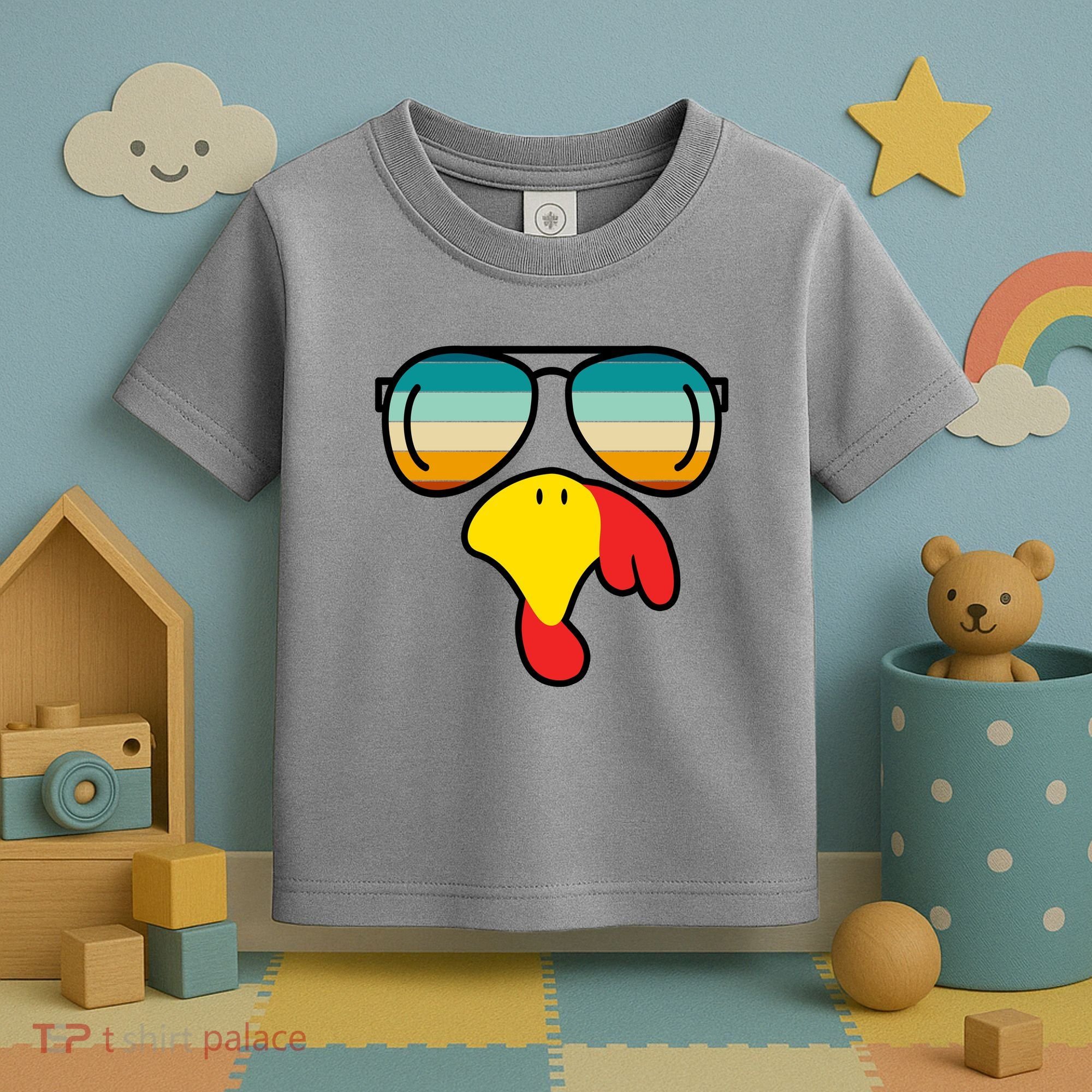Turkey Retro Sunset Cool Thanksgiving Toddler T-Shirt
