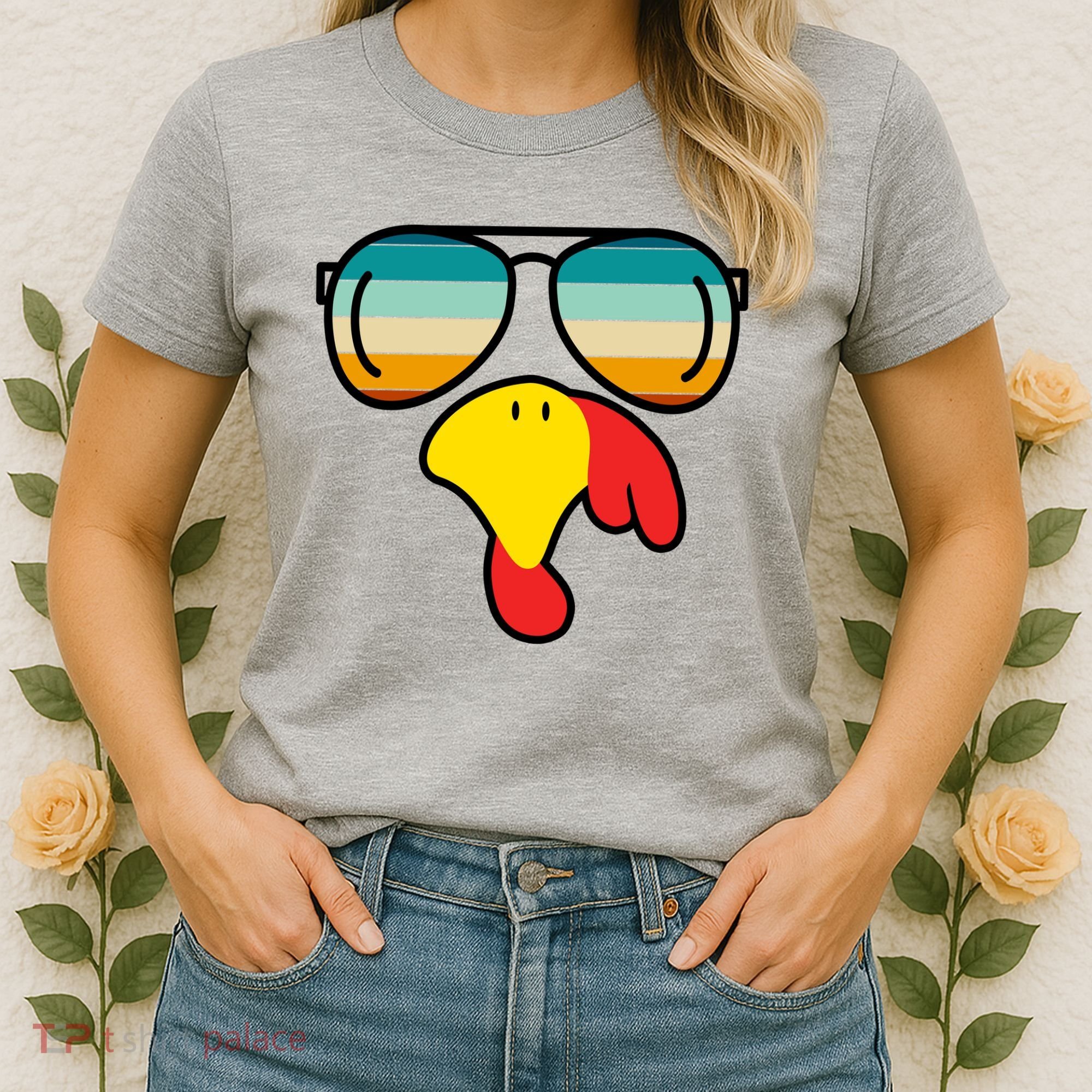 Turkey Retro Sunset Cool Thanksgiving Women's T-Shirt