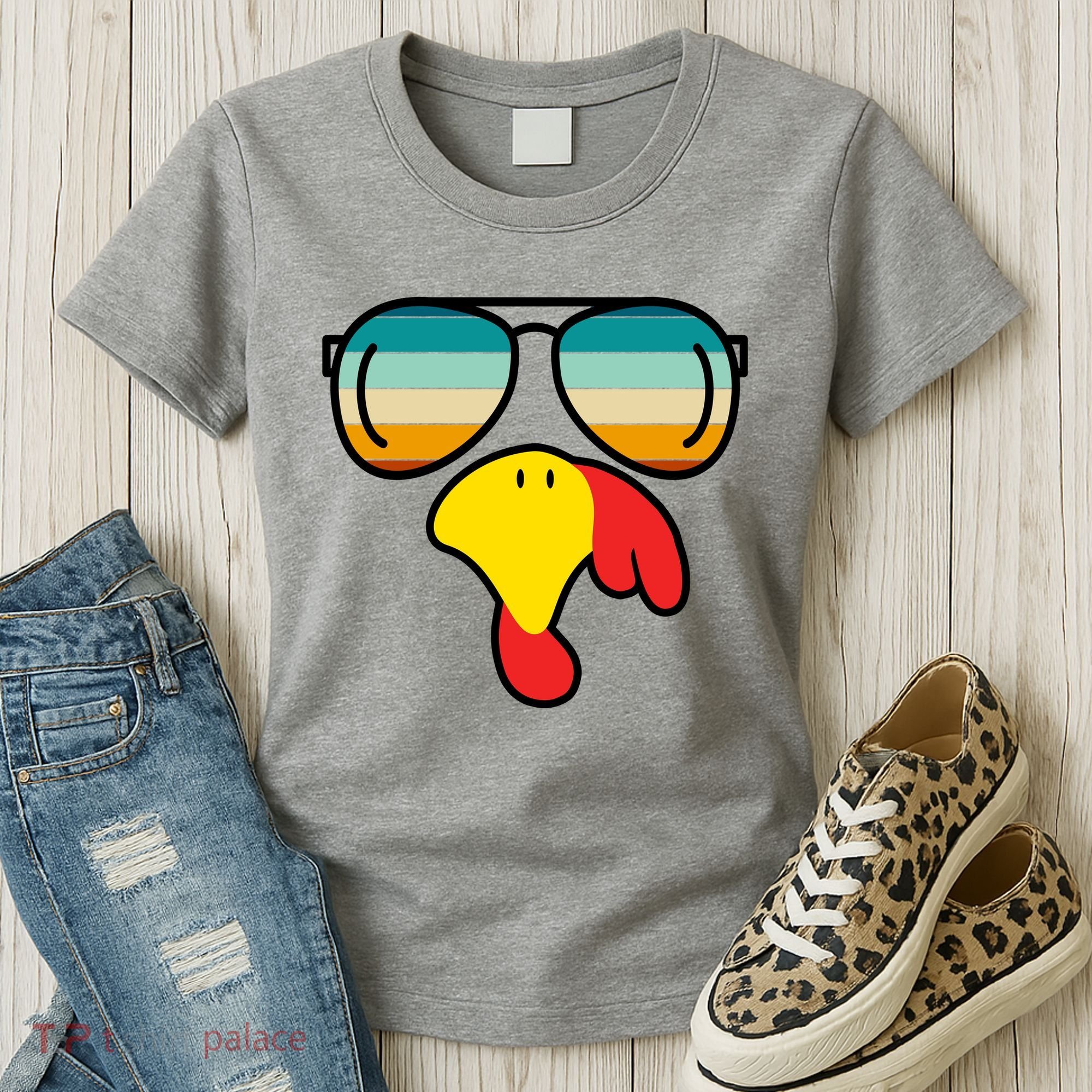 Turkey Retro Sunset Cool Thanksgiving Women's T-Shirt