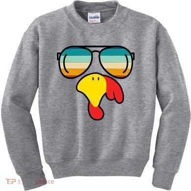Turkey Retro Sunset Cool Thanksgiving Kids Sweatshirt