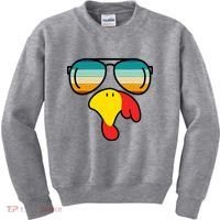 Turkey Retro Sunset Cool Thanksgiving Kids Sweatshirt thumb 0