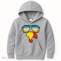 Turkey Retro Sunset Cool Thanksgiving Kids Hoodie thumb 0