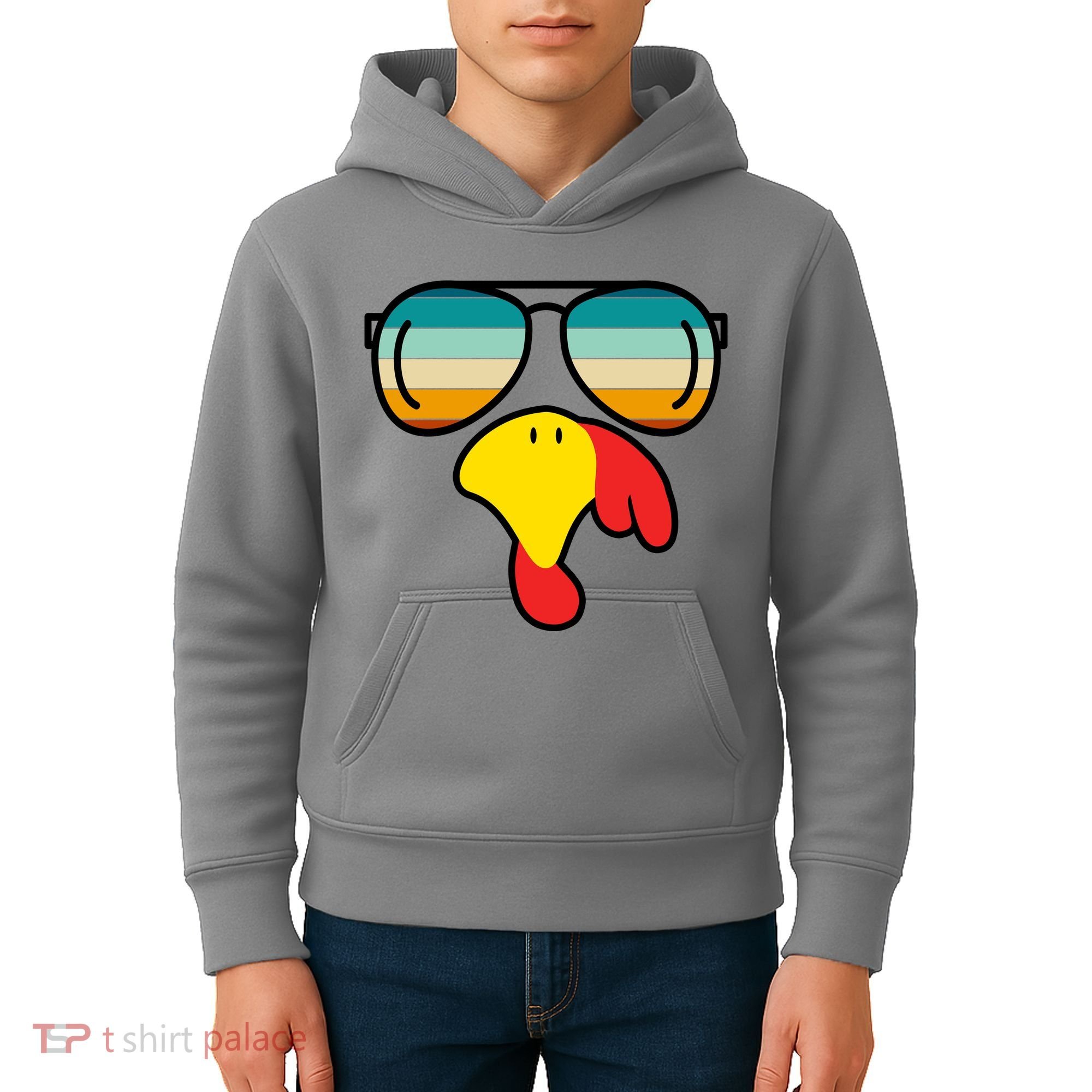 Turkey Retro Sunset Cool Thanksgiving Kids Hoodie
