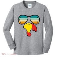 Turkey Retro Sunset Cool Thanksgiving Kids Long Sleeve Shirt thumb 0