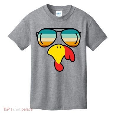 Turkey Retro Sunset Cool Thanksgiving Kids T-Shirt