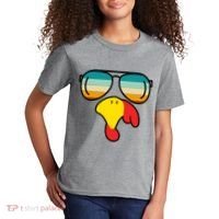 Turkey Retro Sunset Cool Thanksgiving Kids T-Shirt thumb 2