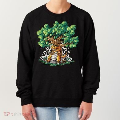 T Rex Smoking Joint Under A Tree Women's Sweatshirt