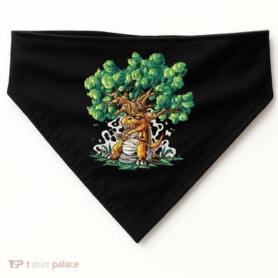 T Rex Smoking Joint Under A Tree USA-Made Doggie Bandana