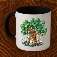 T Rex Smoking Joint Under A Tree Coffee Mug thumb 2