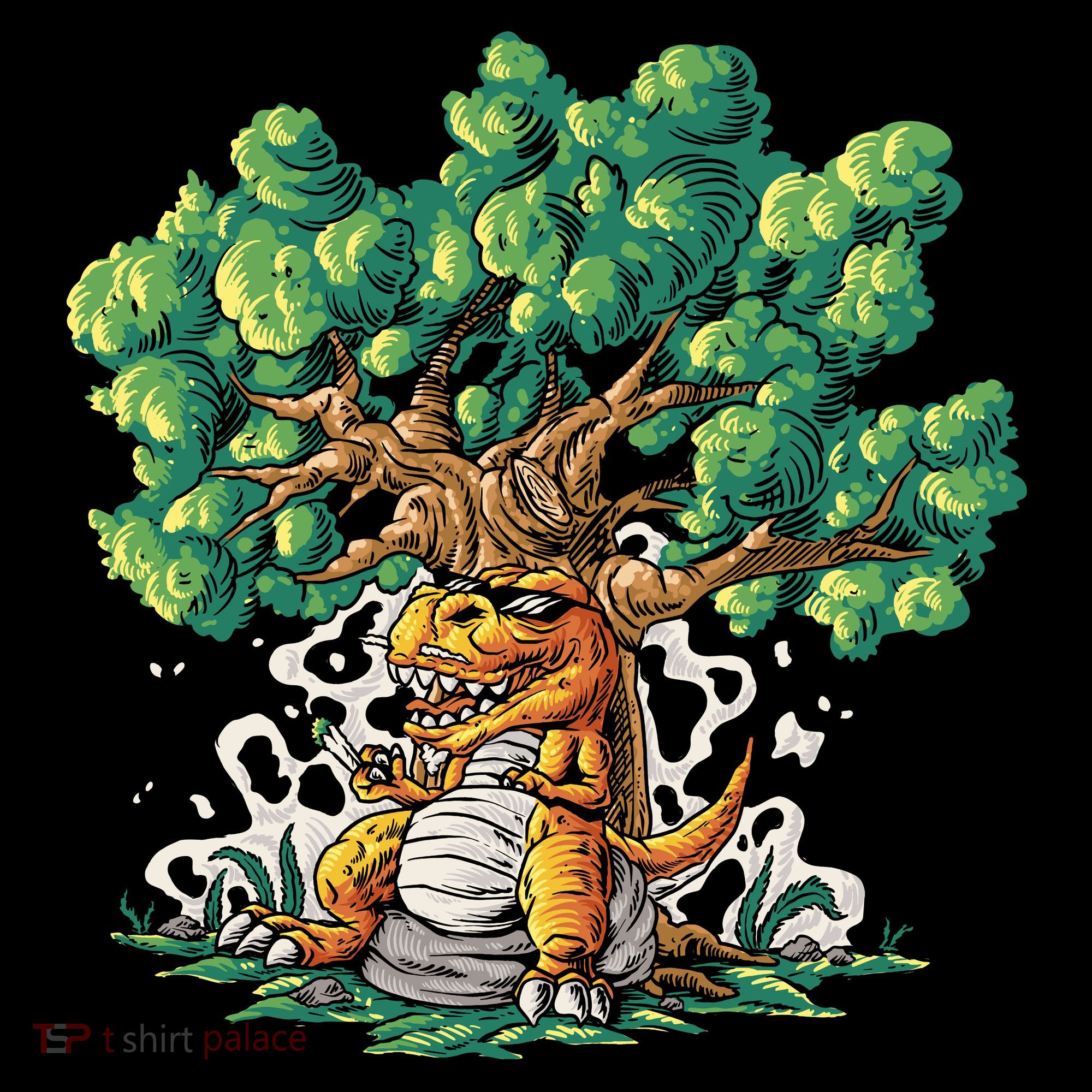 T Rex Smoking Joint Under A Tree Coffee Mug
