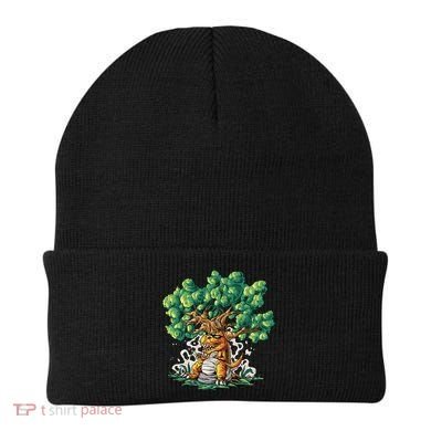 T Rex Smoking Joint Under A Tree Beanie