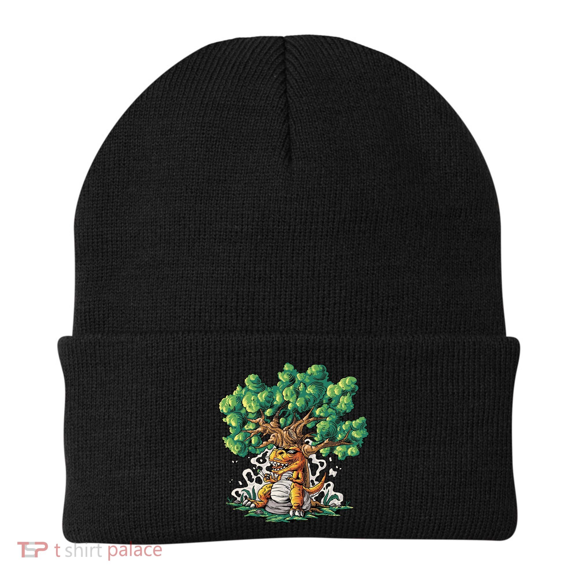 T Rex Smoking Joint Under A Tree Beanie