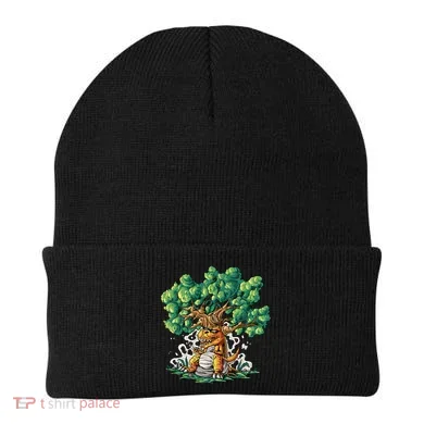 T Rex Smoking Joint Under A Tree Beanie