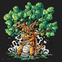T Rex Smoking Joint Under A Tree Beanie thumb 2
