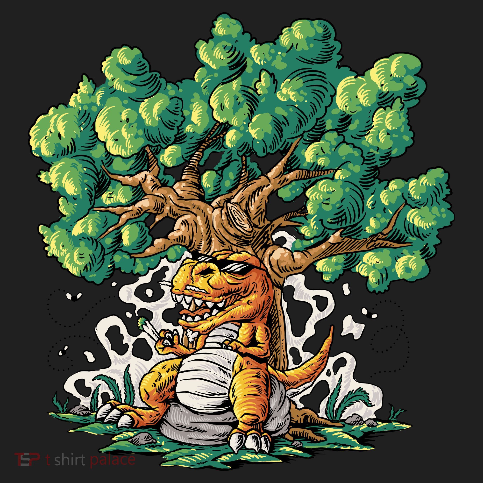 T Rex Smoking Joint Under A Tree Beanie