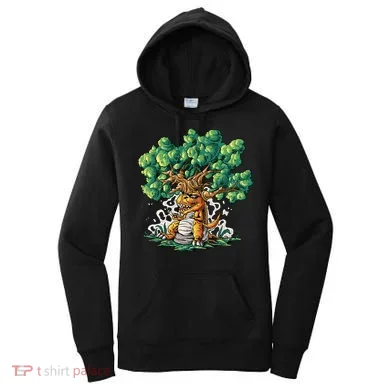 T Rex Smoking Joint Under A Tree Women's Hoodie