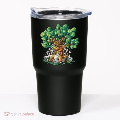 T Rex Smoking Joint Under A Tree Tumbler