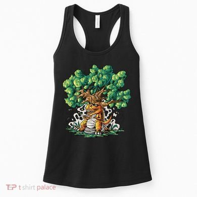 T Rex Smoking Joint Under A Tree Women's Tank Top
