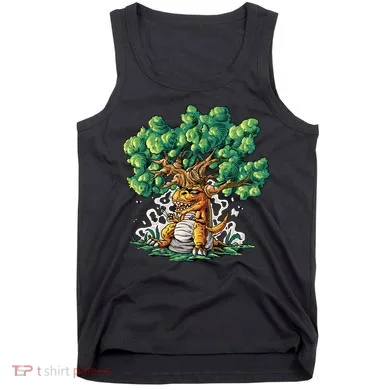 T Rex Smoking Joint Under A Tree Tank Top