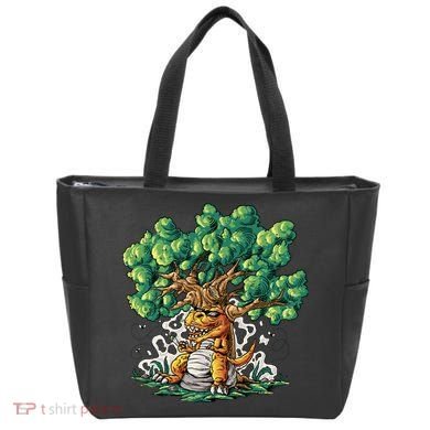 T Rex Smoking Joint Under A Tree Tote Bag