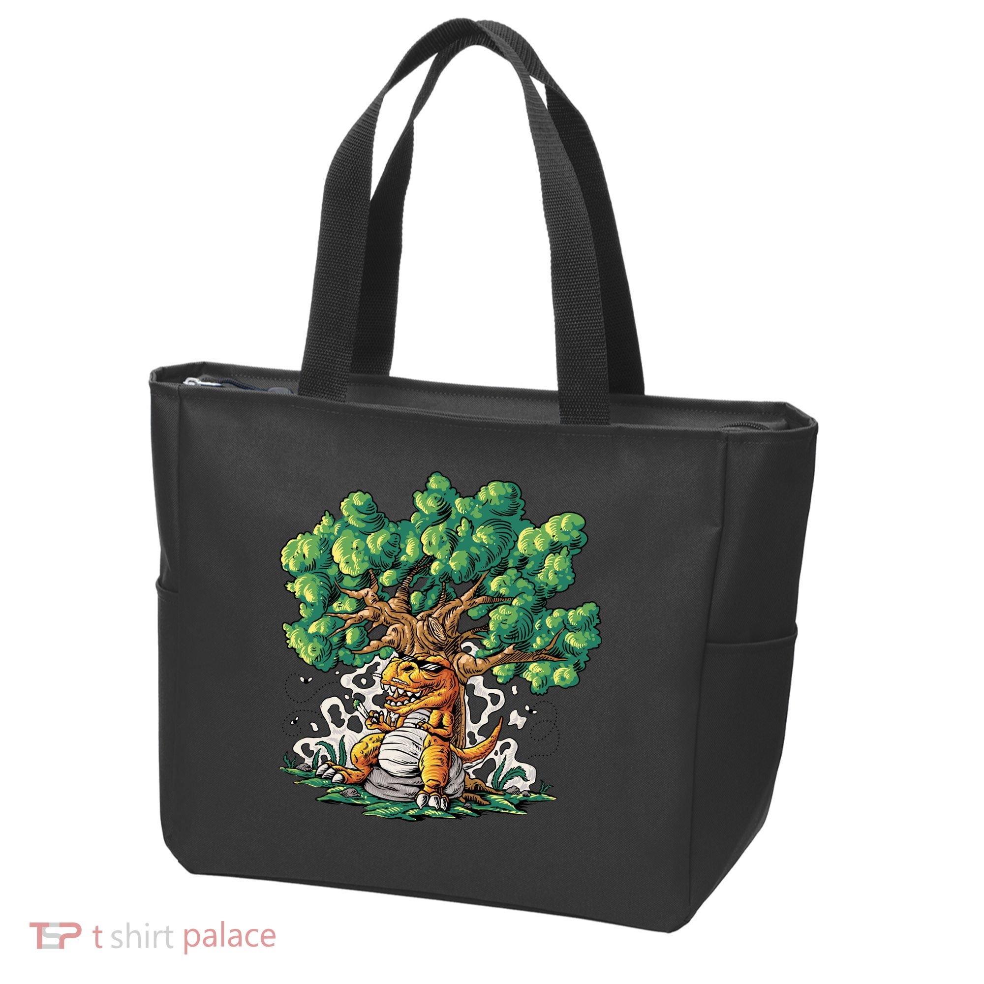 T Rex Smoking Joint Under A Tree Tote Bag
