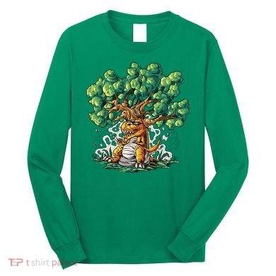 T Rex Smoking Joint Under A Tree Long Sleeve Shirt