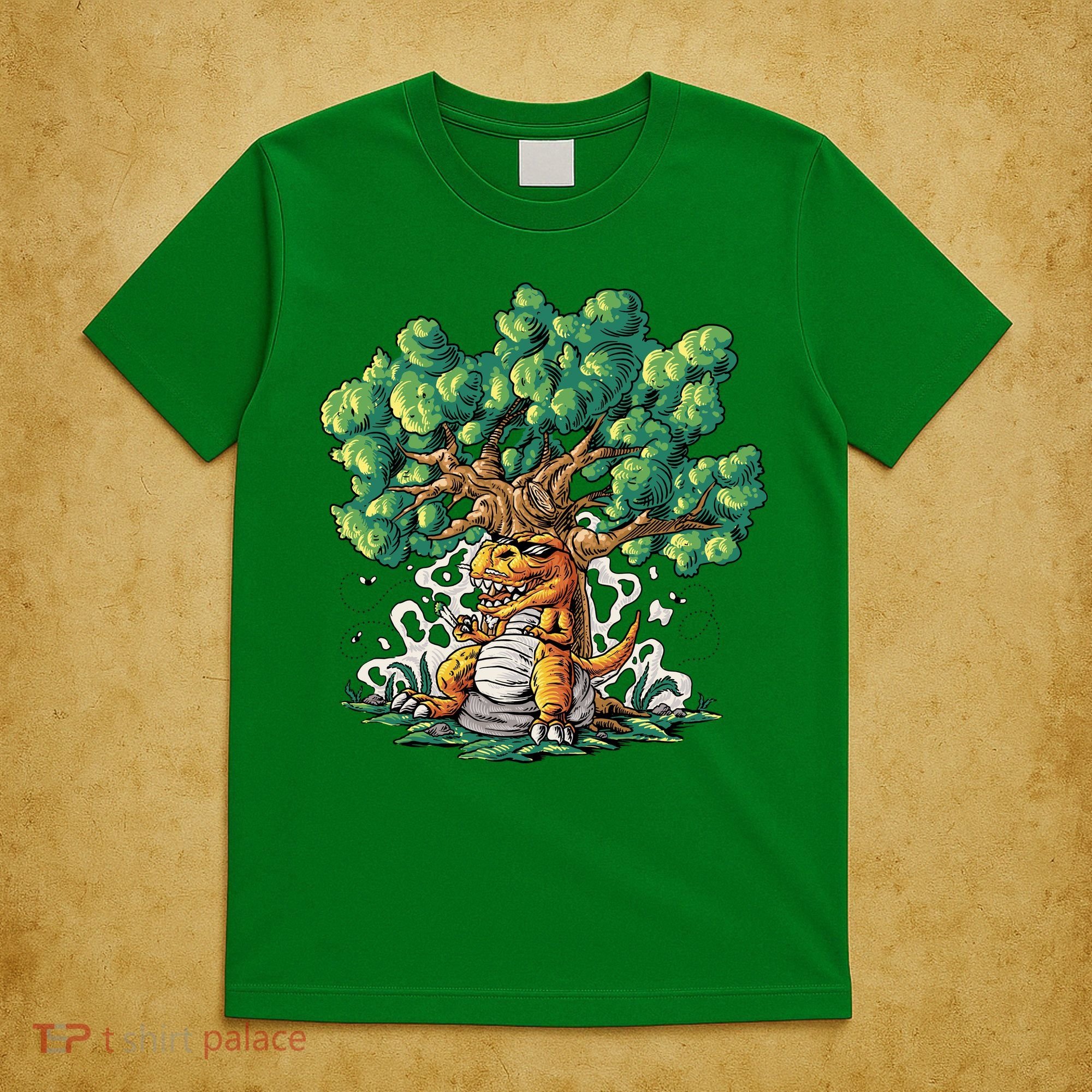 T Rex Smoking Joint Under A Tree T-Shirt