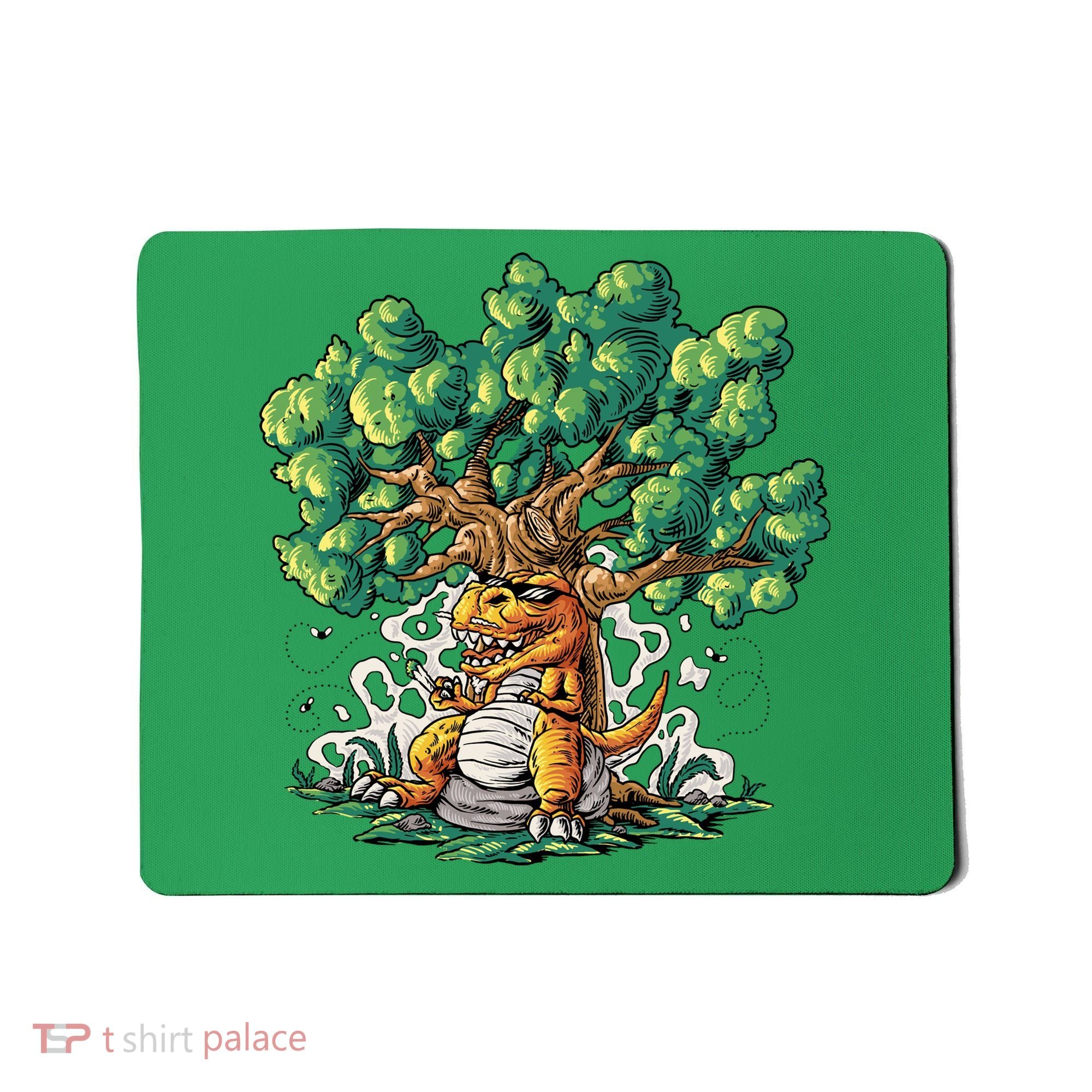 T Rex Smoking Joint Under A Tree Mousepad