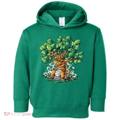 T Rex Smoking Joint Under A Tree Toddler Hoodie