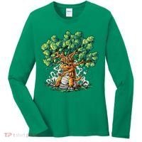T Rex Smoking Joint Under A Tree Women's Long Sleeve Shirt thumb 0