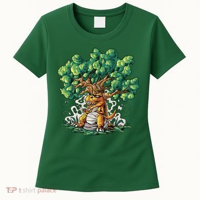 T Rex Smoking Joint Under A Tree Women's T-Shirt