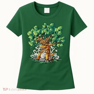 T Rex Smoking Joint Under A Tree Women's T-Shirt