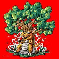 T Rex Smoking Joint Under A Tree Santa Hat thumb 1