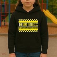 The Road To Success Is Always Under Construction Kids Hoodie thumb 3