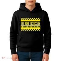 The Road To Success Is Always Under Construction Kids Hoodie thumb 4