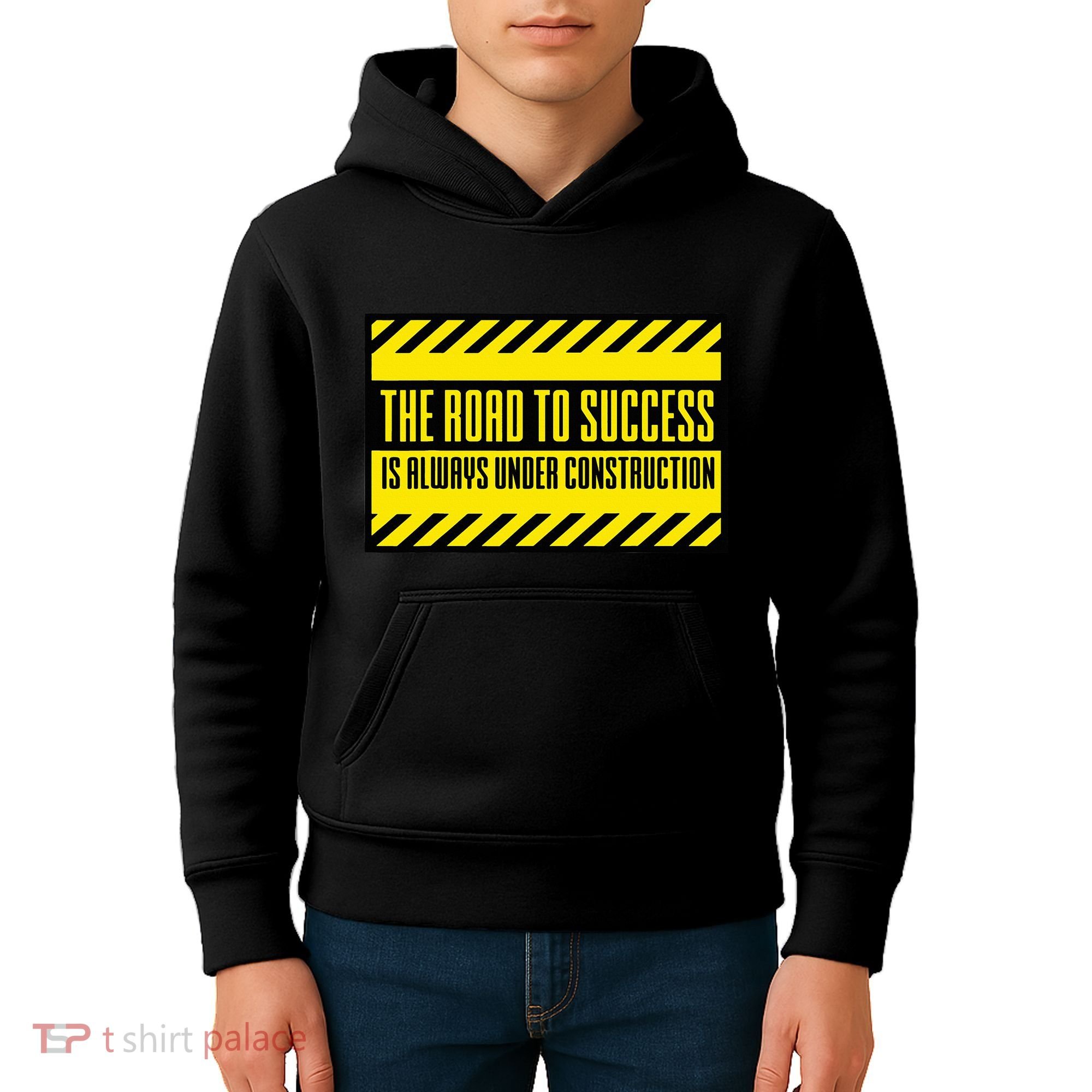 The Road To Success Is Always Under Construction Kids Hoodie