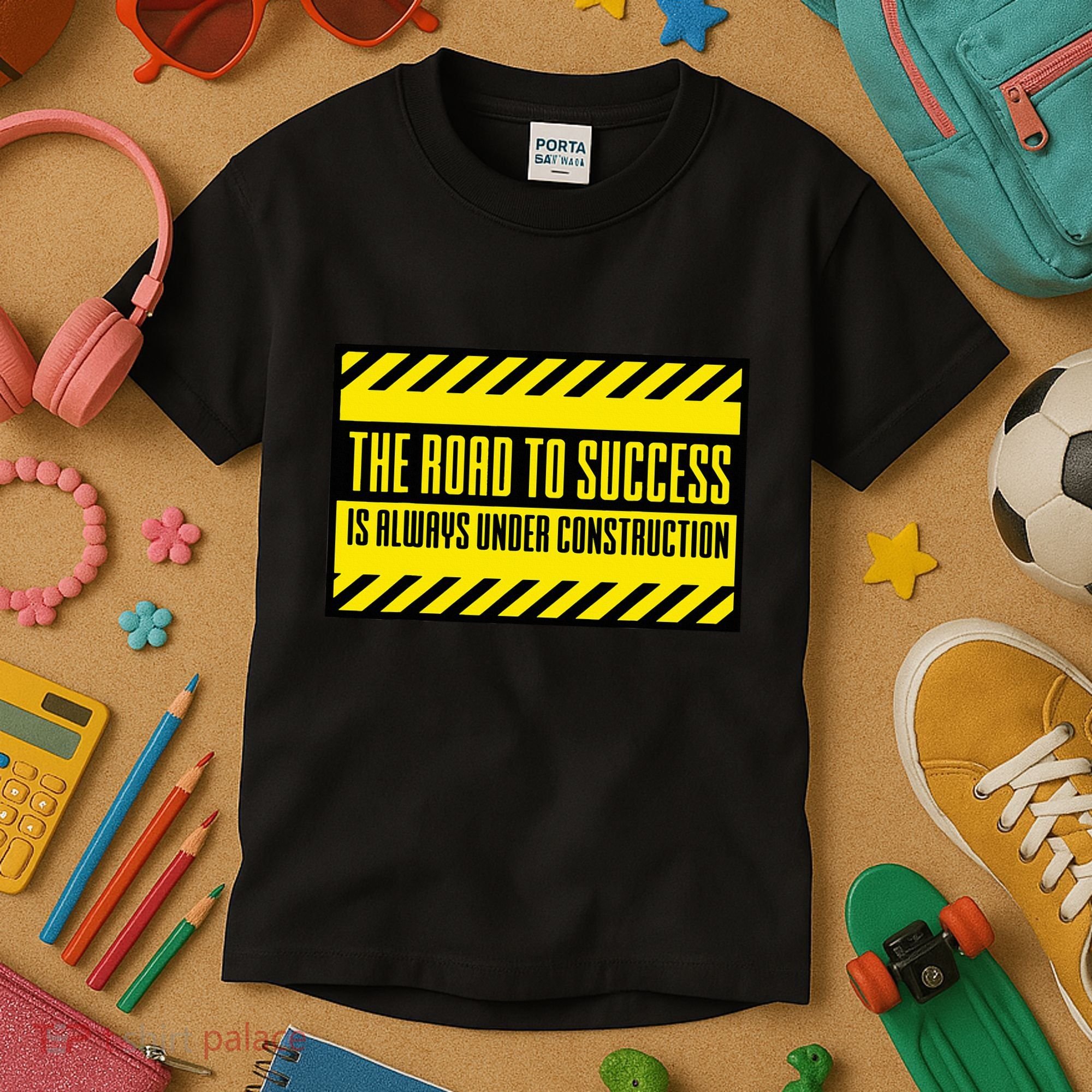 The Road To Success Is Always Under Construction Kids T-Shirt