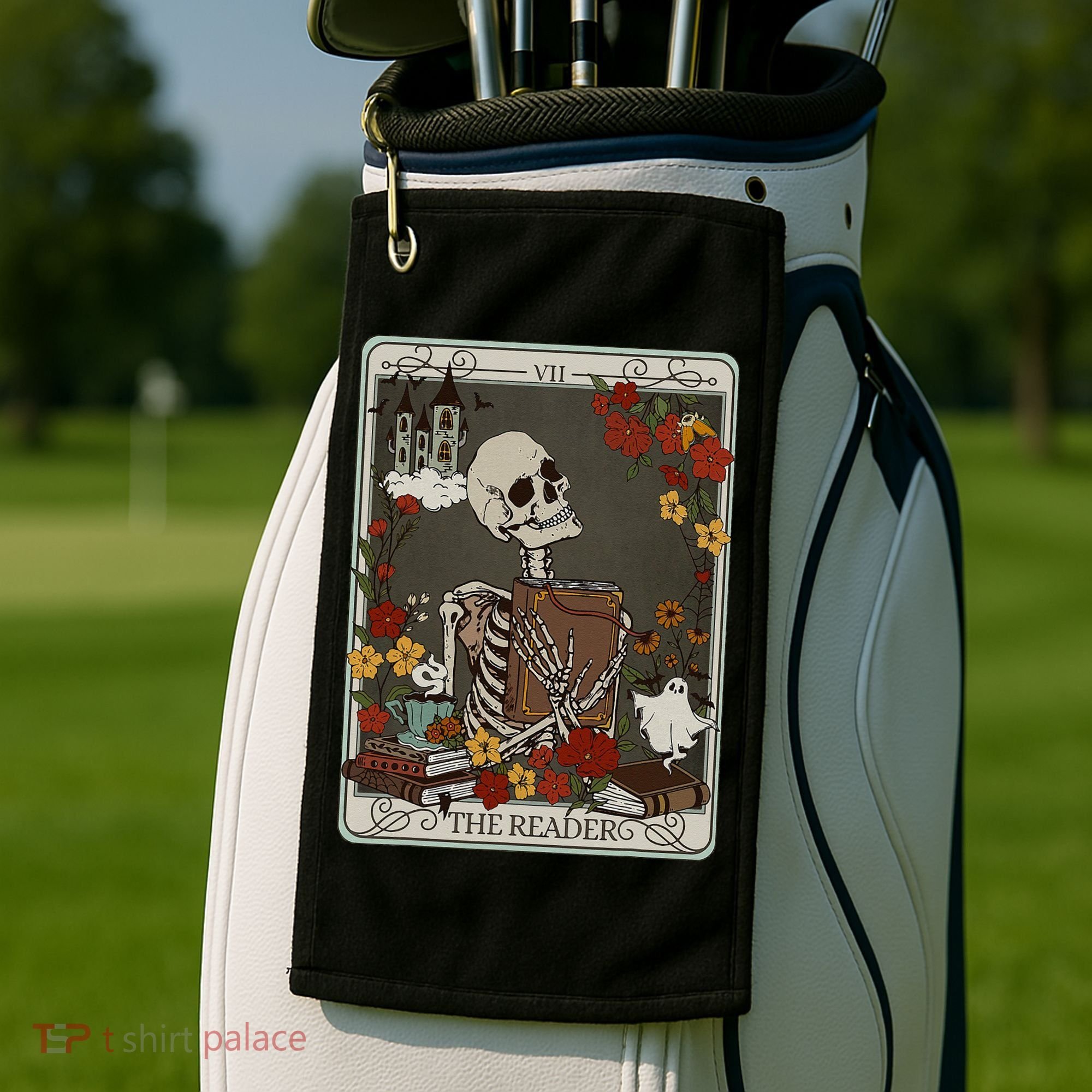 The Reader Tarot Card Bookish Golf Towel