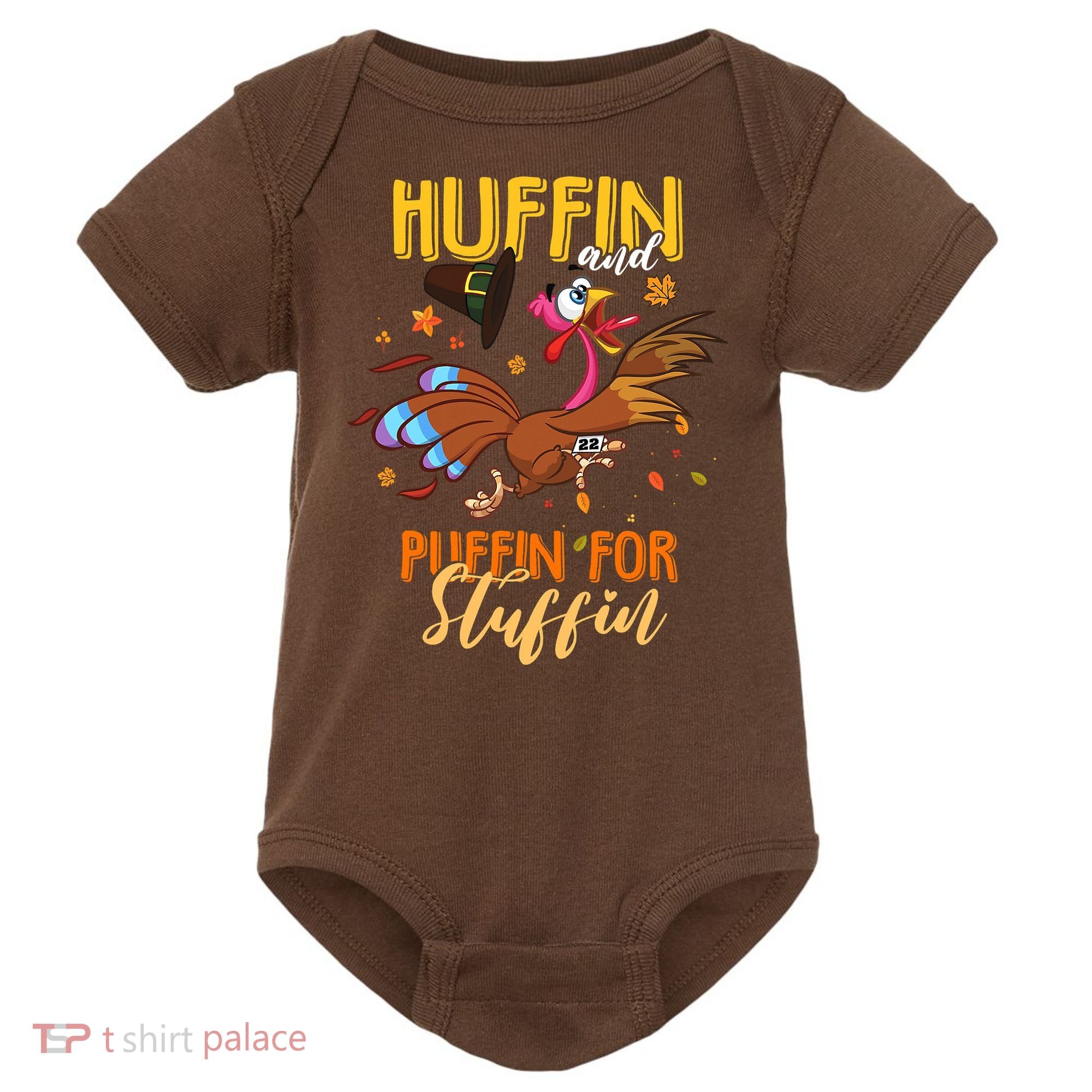 Thanksgiving Run Turkey Trot Huffin and Puffin for Stuffin Baby Bodysuit