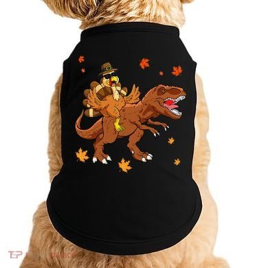 Turkey Riding T Rex Thanksgiving Dinosaur Doggie Tank