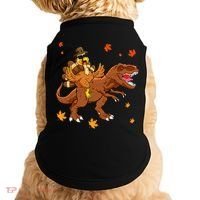 Turkey Riding T Rex Thanksgiving Dinosaur Doggie Tank thumb 0