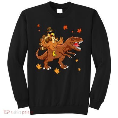Turkey Riding T Rex Thanksgiving Dinosaur Sweatshirt