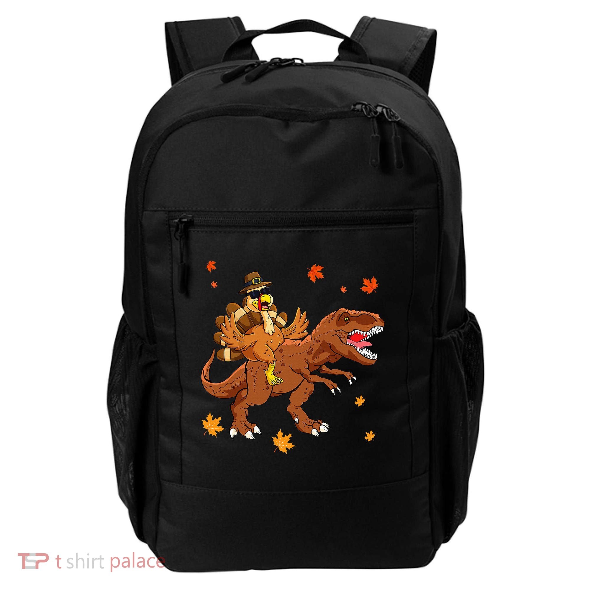 Turkey Riding T Rex Thanksgiving Dinosaur Backpack