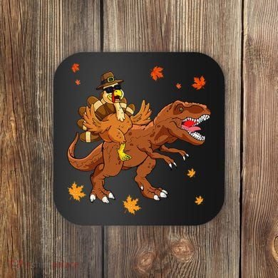 Turkey Riding T Rex Thanksgiving Dinosaur Coaster